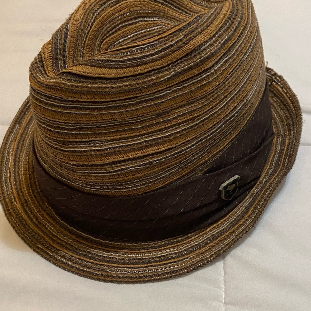 Brown Striped Fedora Hat